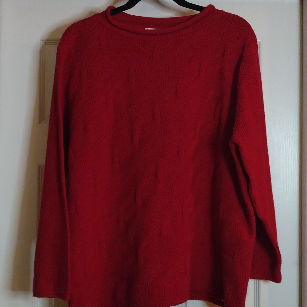 vintage Bobbie Brooks Woman Chinese red Cable knit Sweater Size 14W/16W